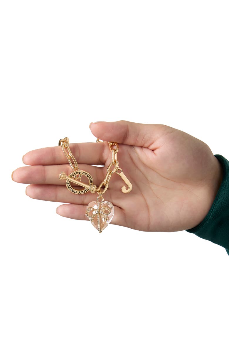 Juicy Couture Heart, Crown, Pearl Charm Cluster Necklace, Gold-Tone, Alternate, color, Gold Tone