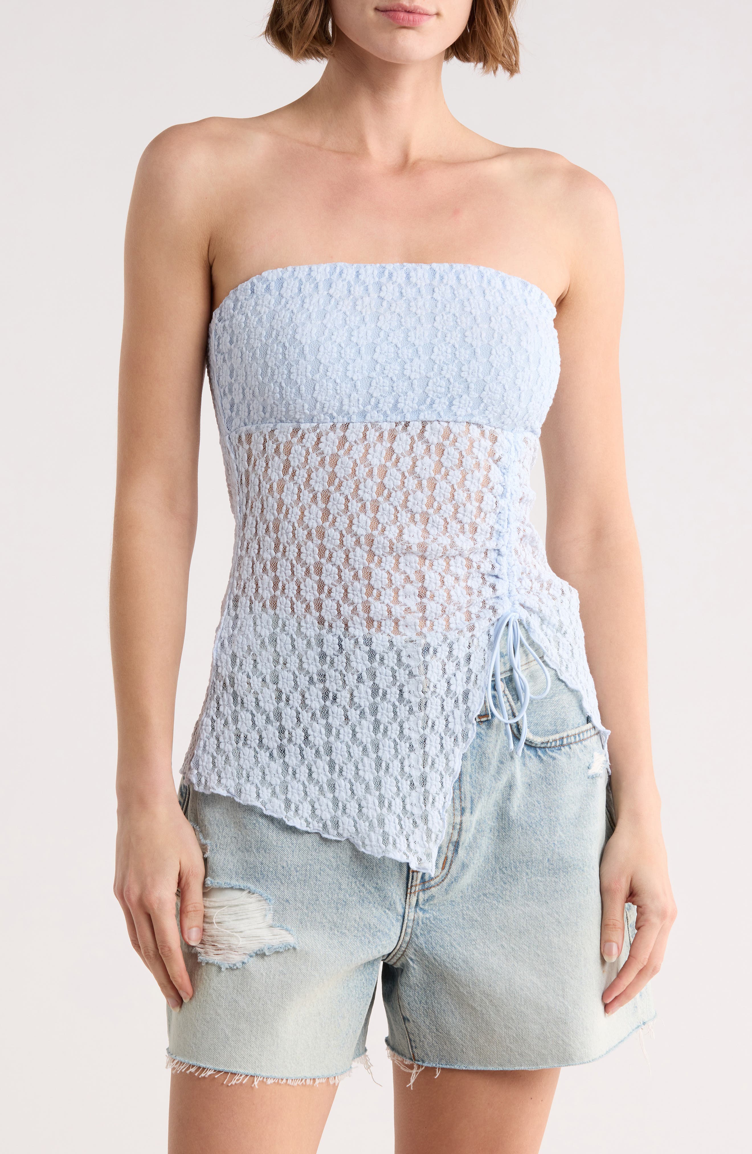 Lace Asymmetrical Hem Tube Top - image 3