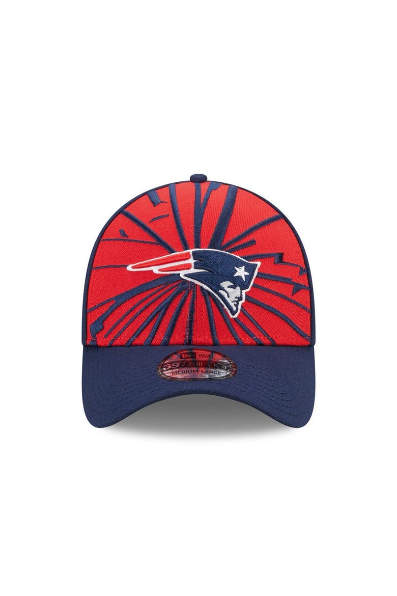 Men's New Era Red/Navy New England Patriots Shattered 39THIRTY Flex Hat, Alternate, color, Red