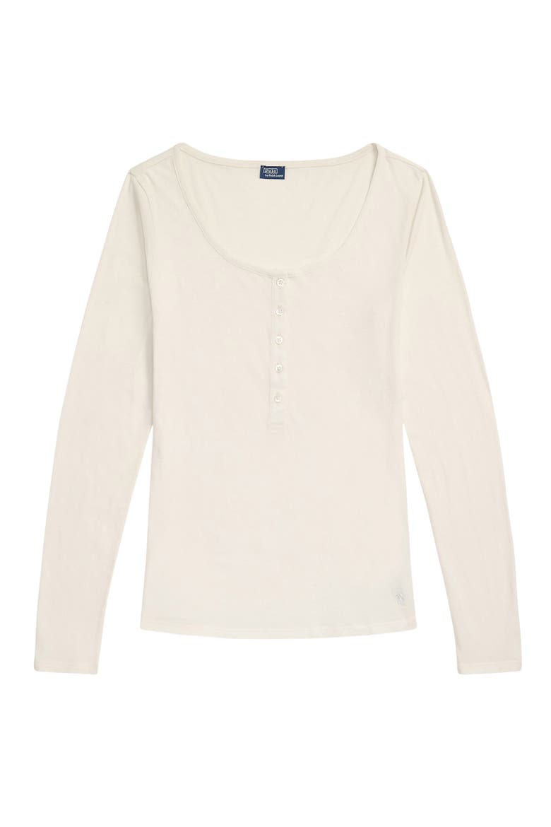 Long & Lean Cotton Jersey Lounge Henley, Alternate, color, EGRET