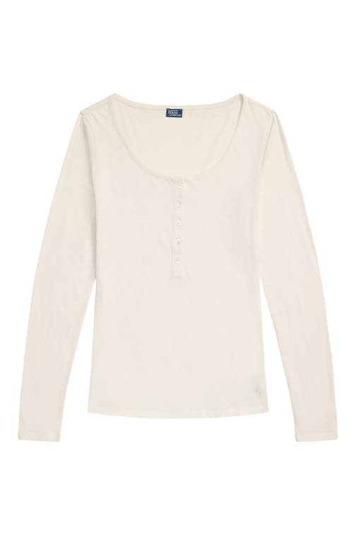 Polo Ralph Lauren Long & Lean Cotton Jersey Lounge Henley In Egret