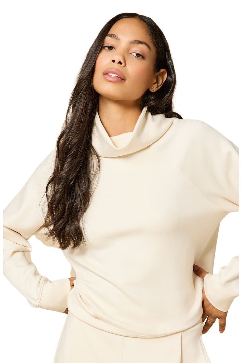 Athleisure Mock Neck and Pleated Pant Set, Alternate, color, Almond