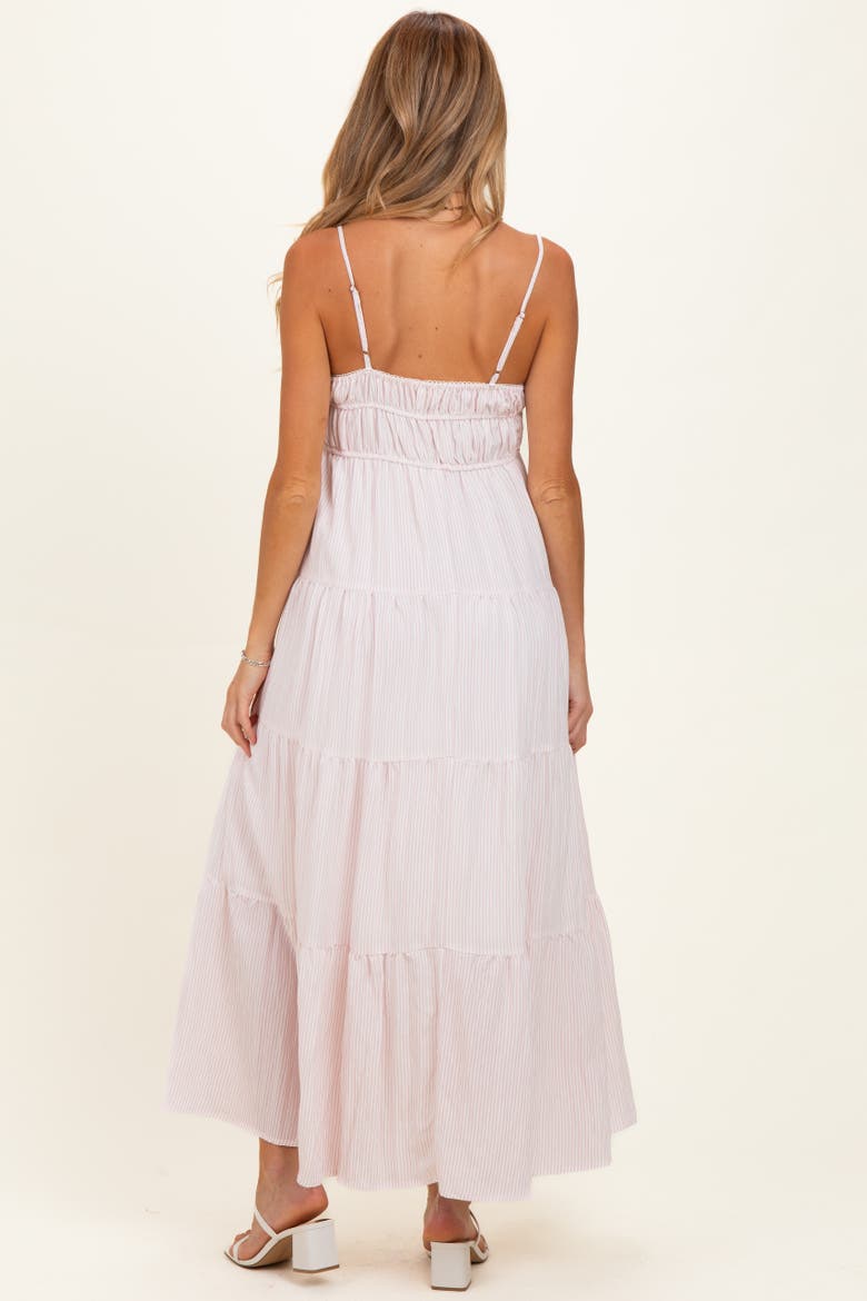 Striped Empire Waist Tiered Midi Dress, Alternate, color, Pink