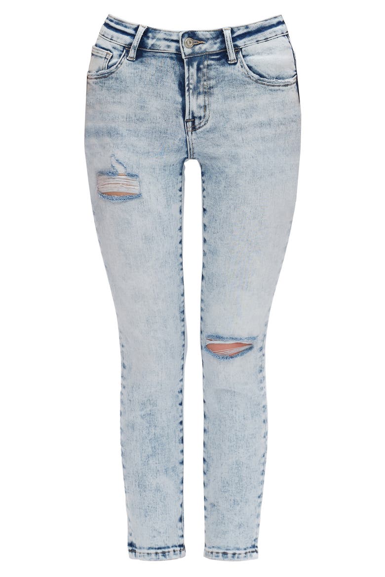 Kelly Ripped Mid Rise Crop Skinny Jeans, Alternate, color, LIGHT BLUE