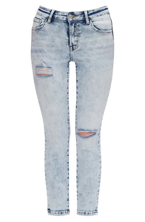 Bayeas Kelly Ripped Mid Rise Crop Skinny Jeans In Blue