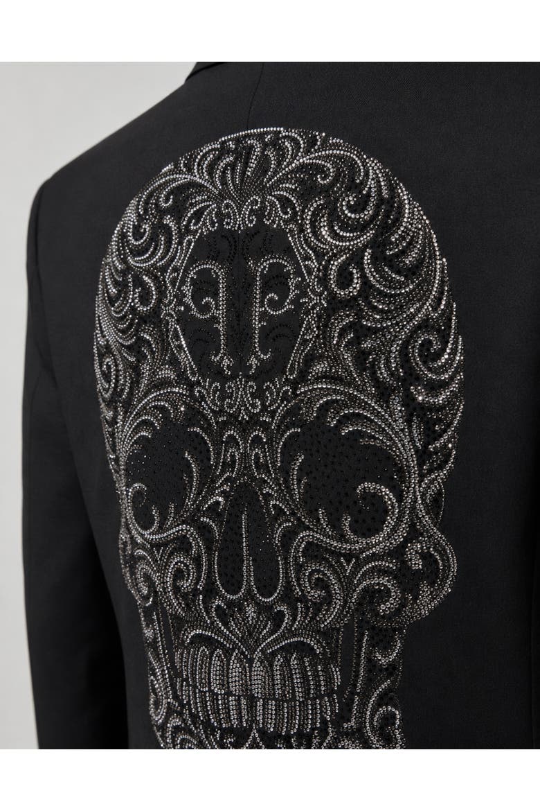 Boyfriend's Fit Blazer Baroque Skull Women, Alternate, color, black