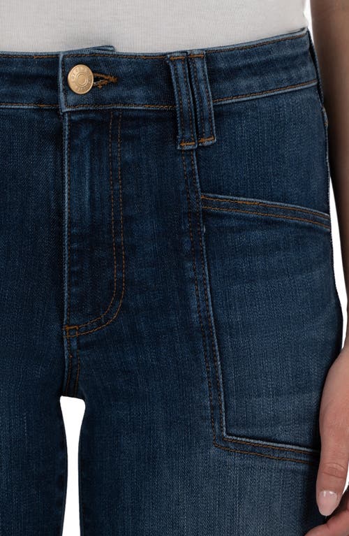 Kut From The Kloth Kelsey Raw Hem Mid Rise Ankle Flare Jeans In Blue