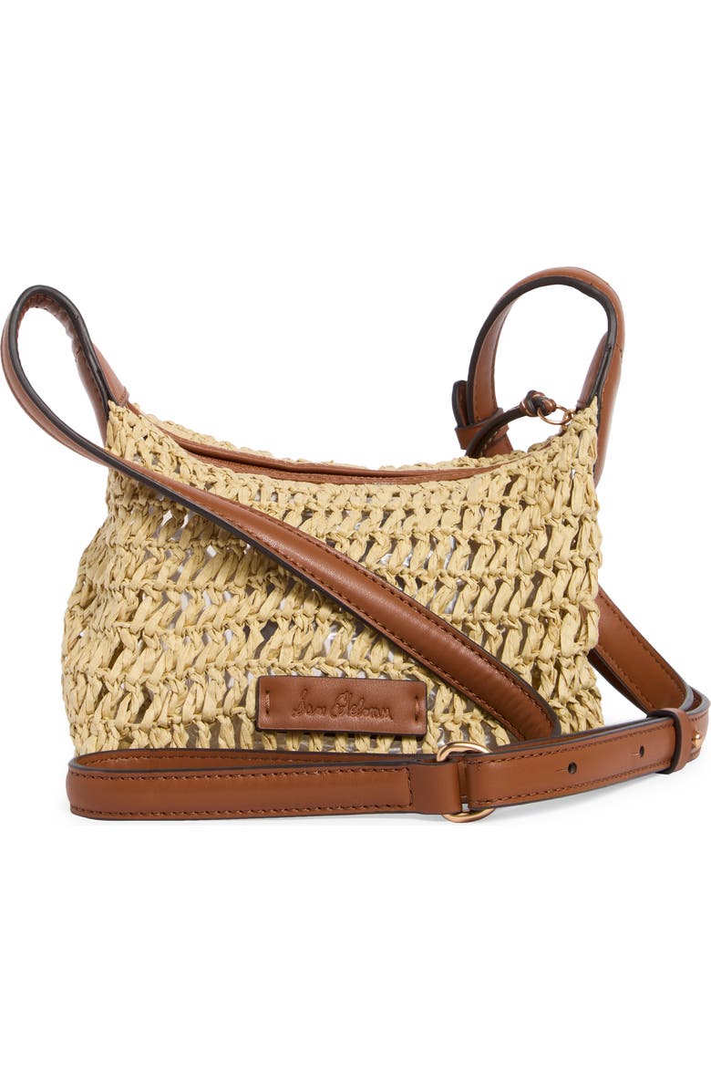 Sam Edelman Lizzie Raffia Crossbody Bag, Alternate, color, Cognac