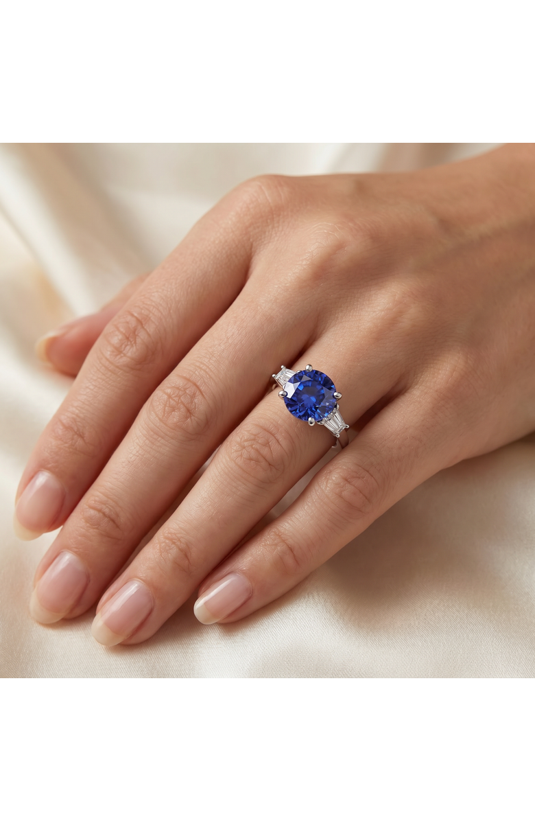 Bliss Diamond Certified 4.71Ct Tanzanite Sapphire & Diamond Engagement Gold Lab Grown, Alternate, color, 10K White Gold