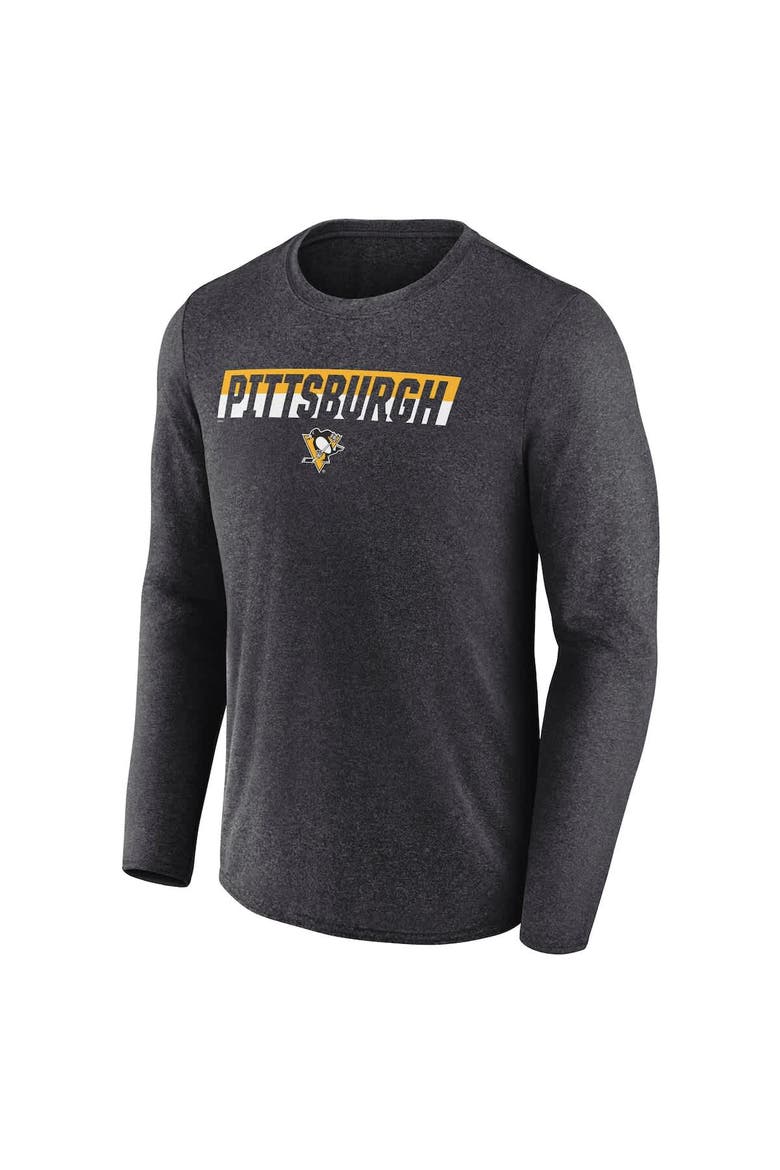 Men's Fanatics Heather Charcoal Pittsburgh Penguins Transition Long Sleeve T-Shirt, Alternate, color, Heather Charcoal