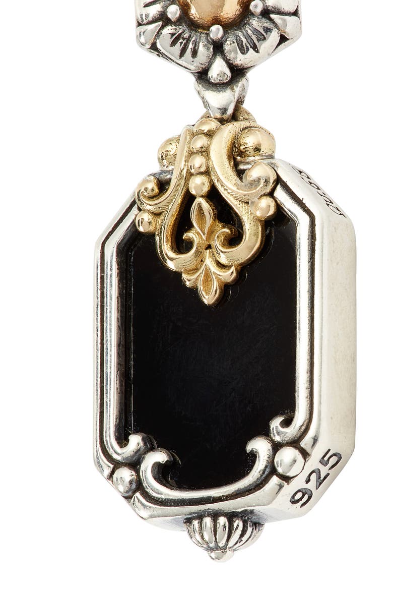 Calypso Shield Drop Earrings, Alternate, color, SILVER/ GOLD/ ONYX