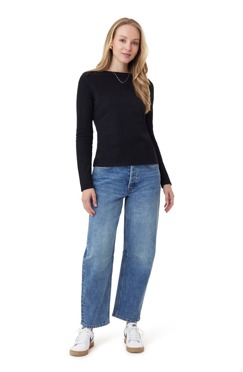 Scotch & Soda Boat Neck Knit Top, Alternate, color, Black Night
