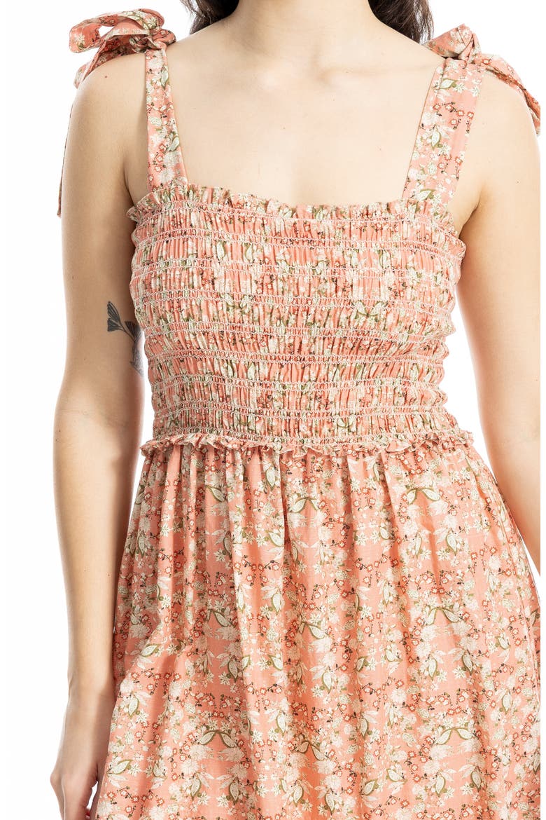 Tie Strap Smocked Tiered Sundress, Alternate, color, CLAY SHADED PAISLEY