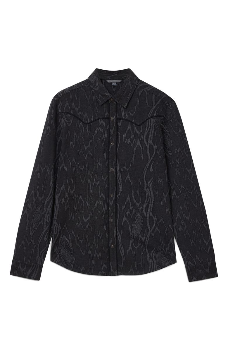 John Varvatos Miner Jacquard Snap-Up Western Shirt, Alternate, color, Black