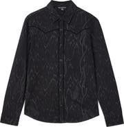 John Varvatos Miner Jacquard Snap-Up Western Shirt