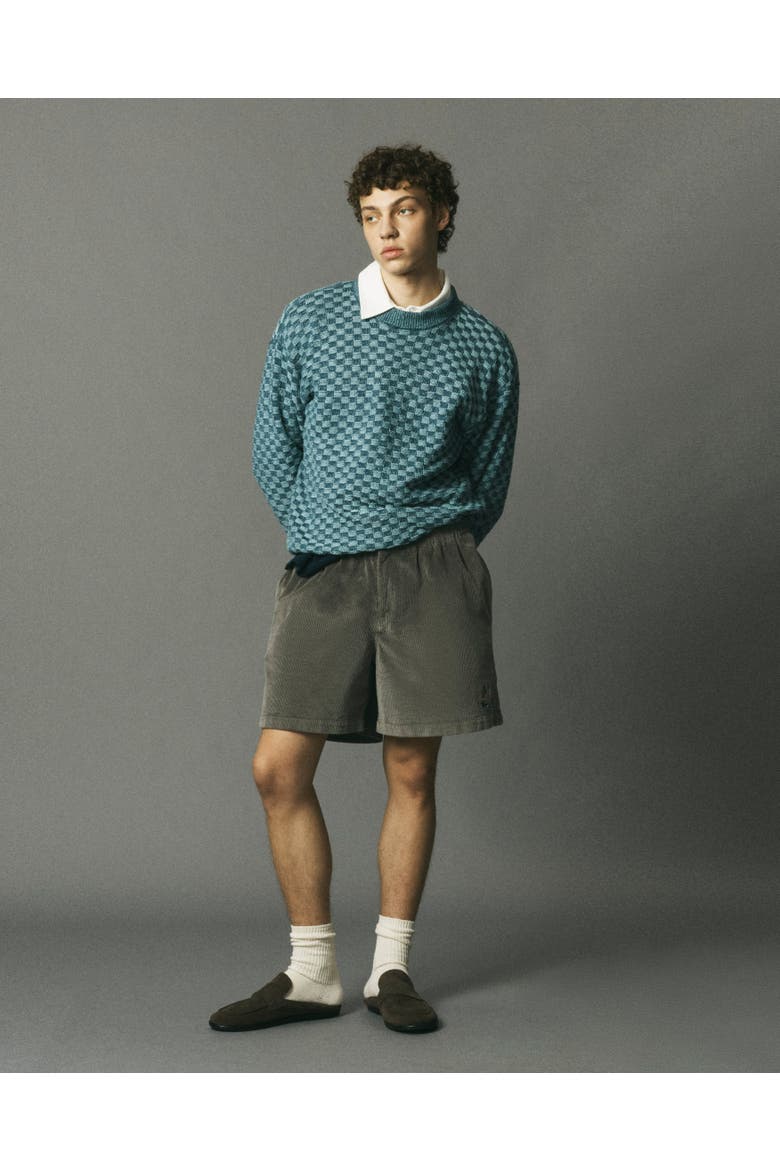 Knit Basketweave Sweater, Alternate, color, Blue