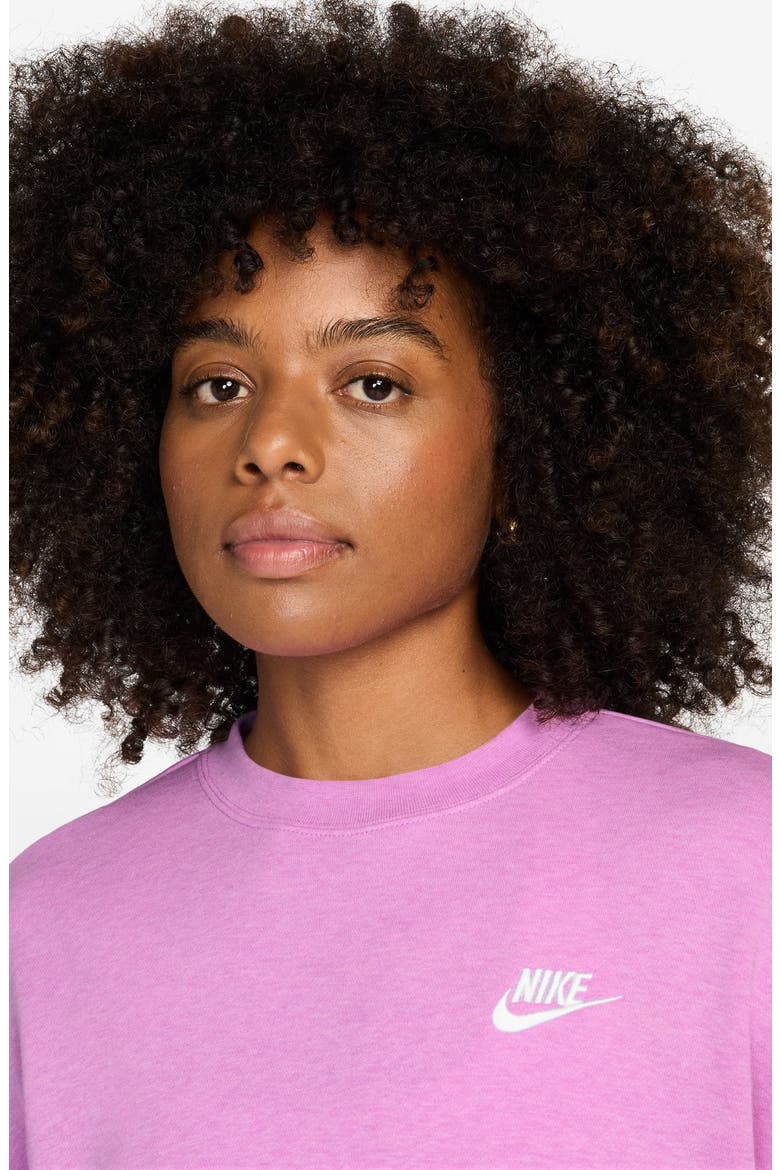 Club Fleece Loose Fit Crewneck Sweatshirt, Alternate, color, LIGHT MAGENTA/ HEATHER WHITE