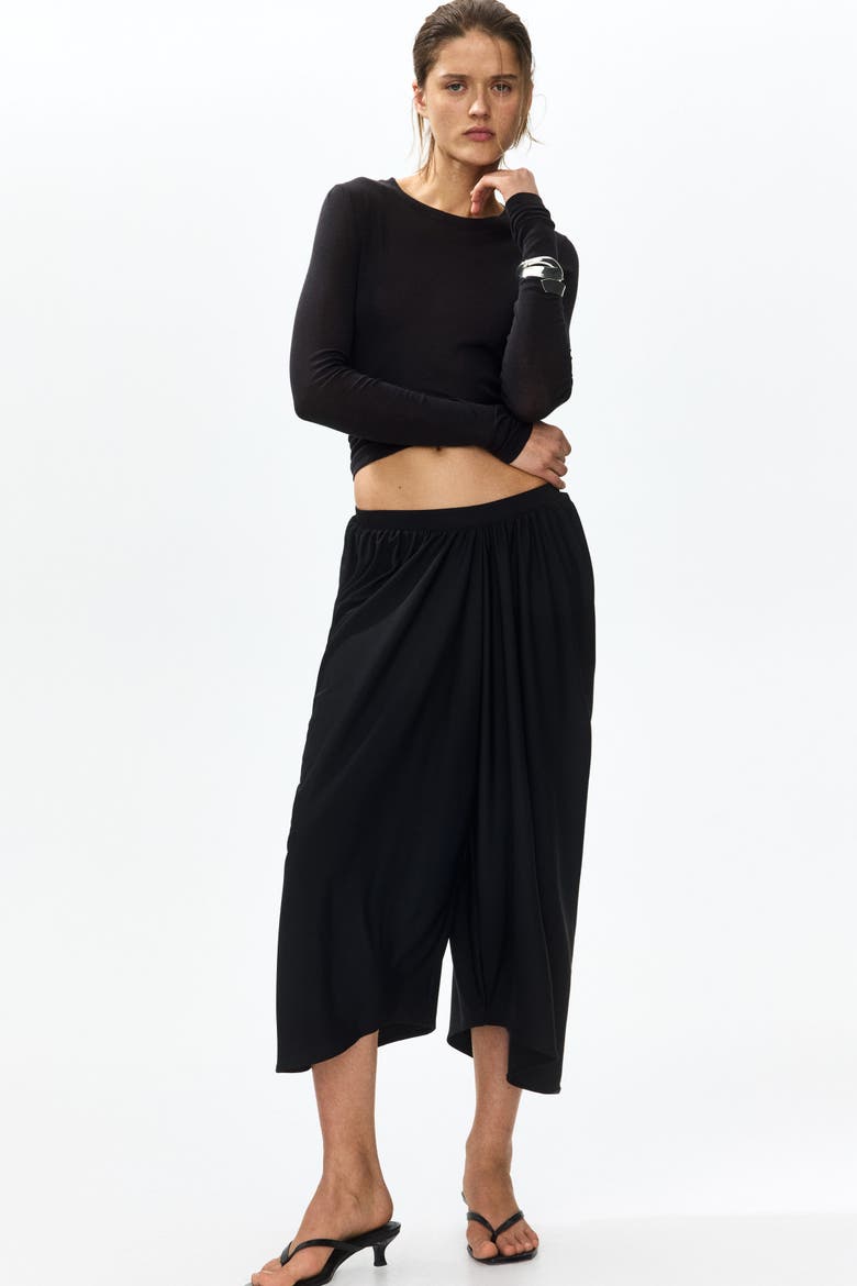 Cropped Barrel-leg Pants, Alternate, color, Black