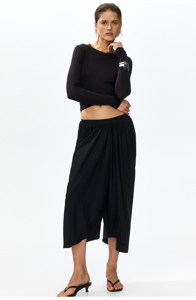 H&M Cropped Barrel Trousers, Alternate, color, Black