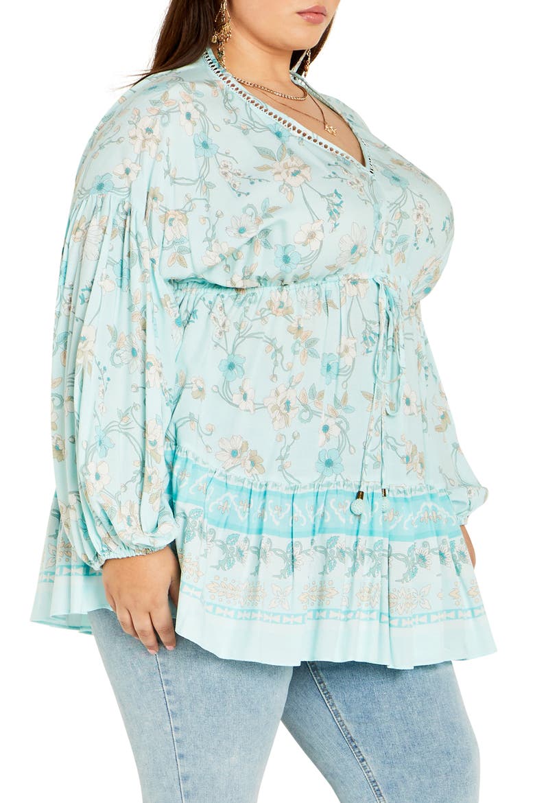 Spirited Floral Print Tunic Top, Alternate, color, SEAFOAM SPIRITED FL