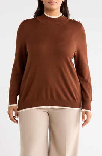 Tipped Mock Neck Sweater