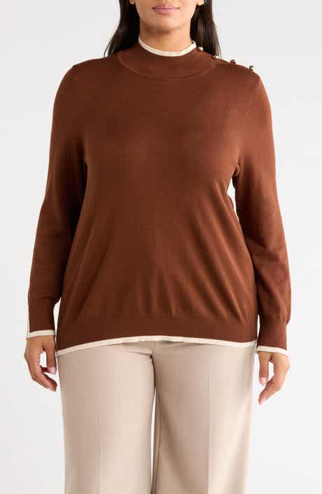 Tipped Mock Neck Sweater