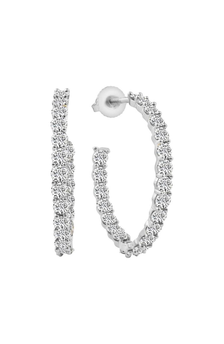 Bliss Diamond 2 1/4Ct Diamond Inside Outside Hoops 10k or Gold Earrings 1" Tall, Main, color,