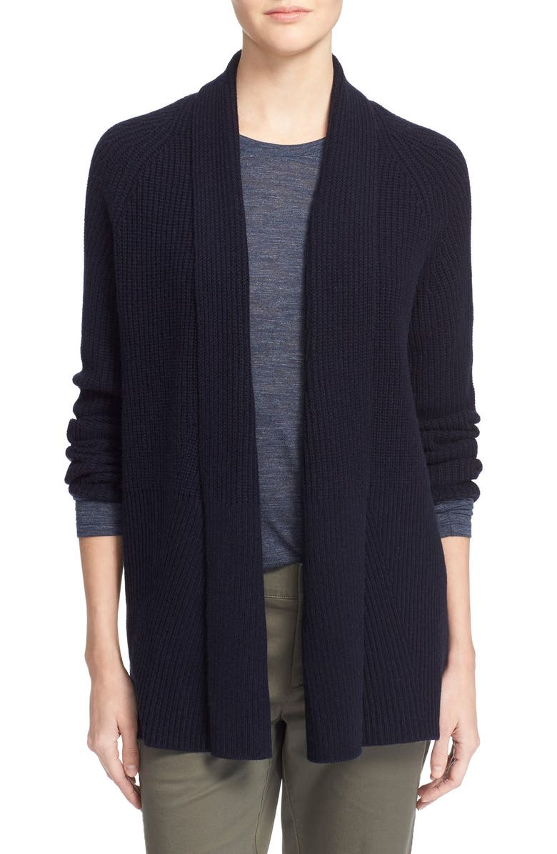 Vince Directional Rib Wool & Cashmere Cardigan, Main, color, 