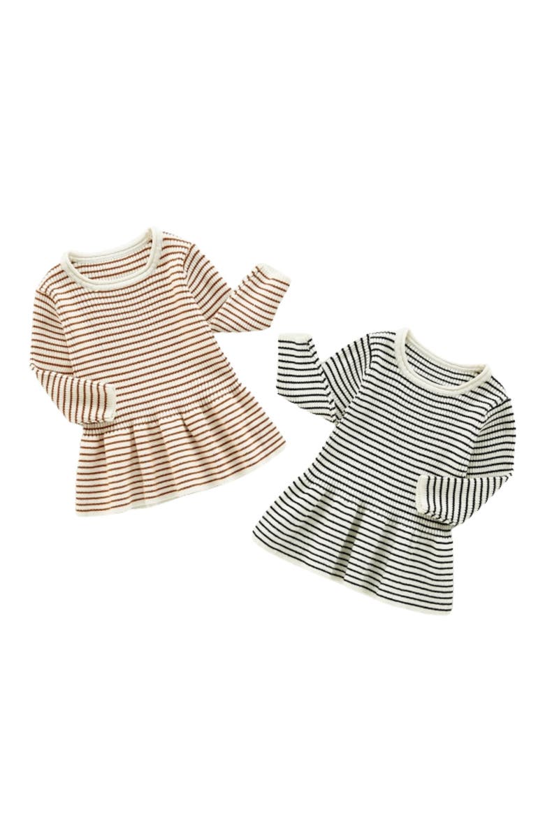 Rylee Stripe Cotton Dress, Alternate, color, BLACK
