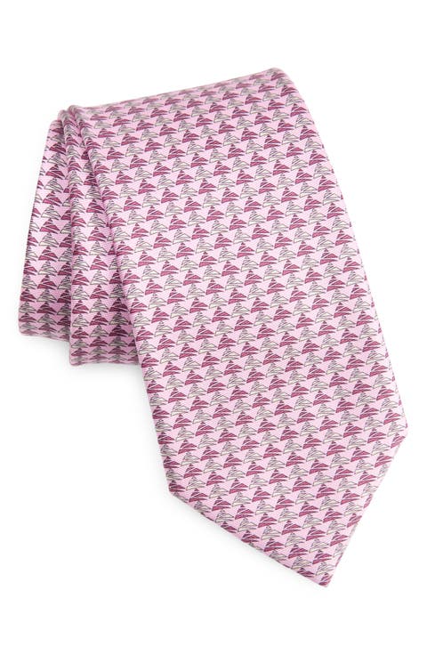Mountain Print Silk Tie