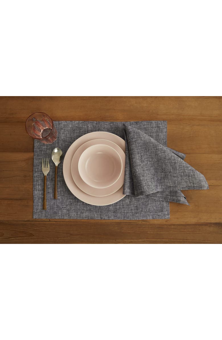 Solino Home Linen Dinner Napkins - Athena, 20" x 20" Inch, Alternate, color, Chambray Black