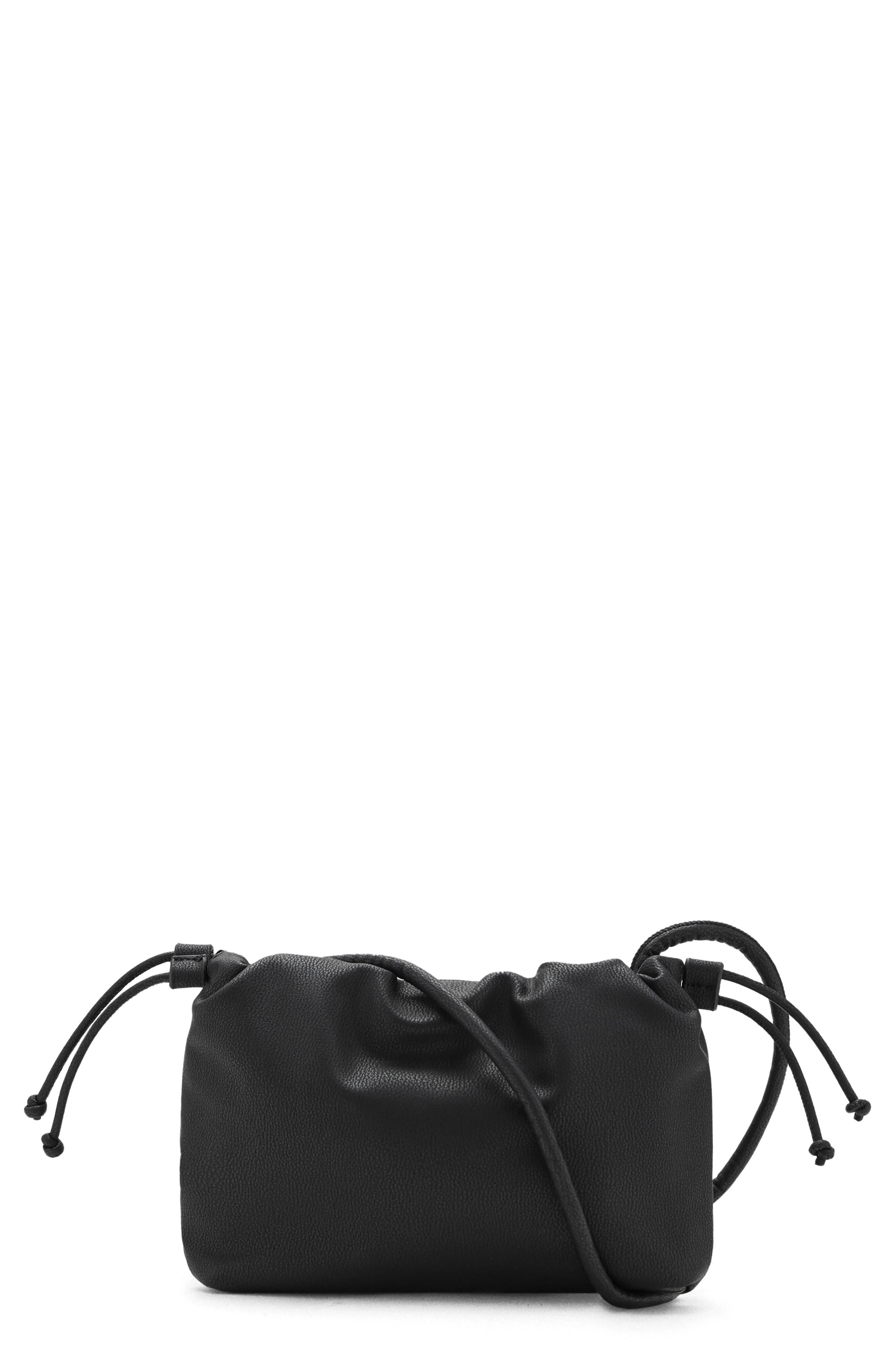 MANGO TEEN Small Faux Leather Bucket Bag, Main, color, Black