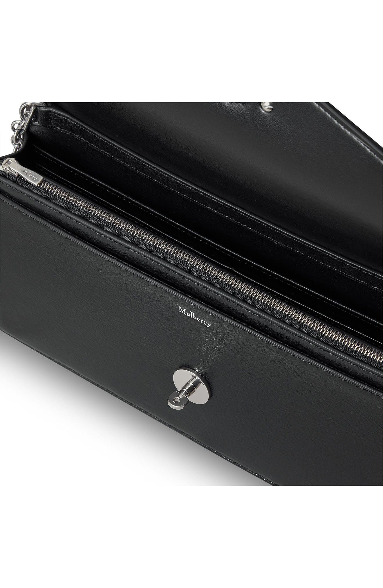 Mulberry Darley Leather Clutch, Alternate, color, Black