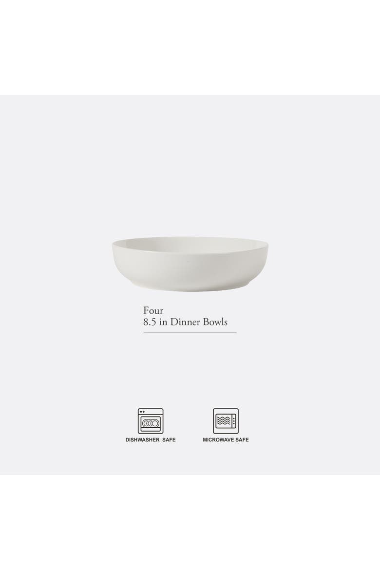 Zen Buffet Large Pasta Bowls Porcelain Ceramic Set, Alternate, color, White