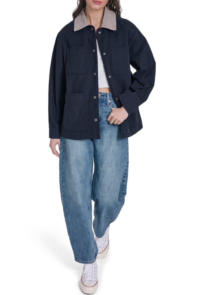 Contrast Collar Field Jacket, Alternate, color, NAVY