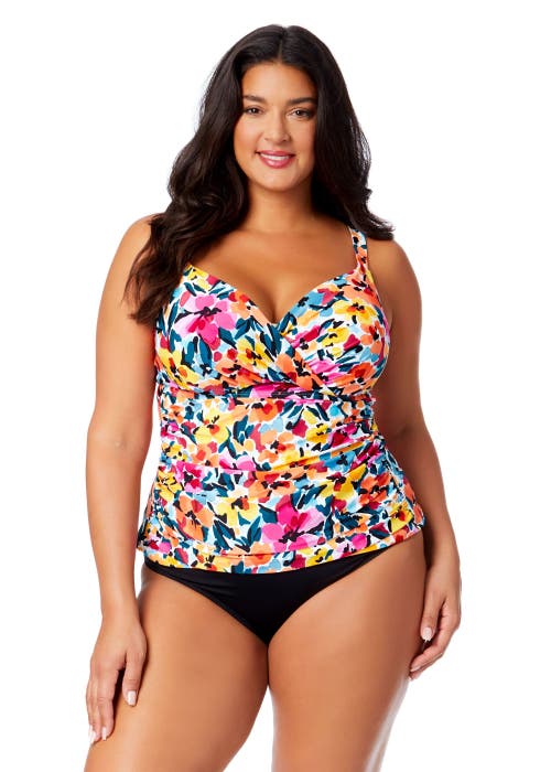 Shop Anne Cole Plus Plus Gradient Floral Twist Front Underwire Tankini Swim Top