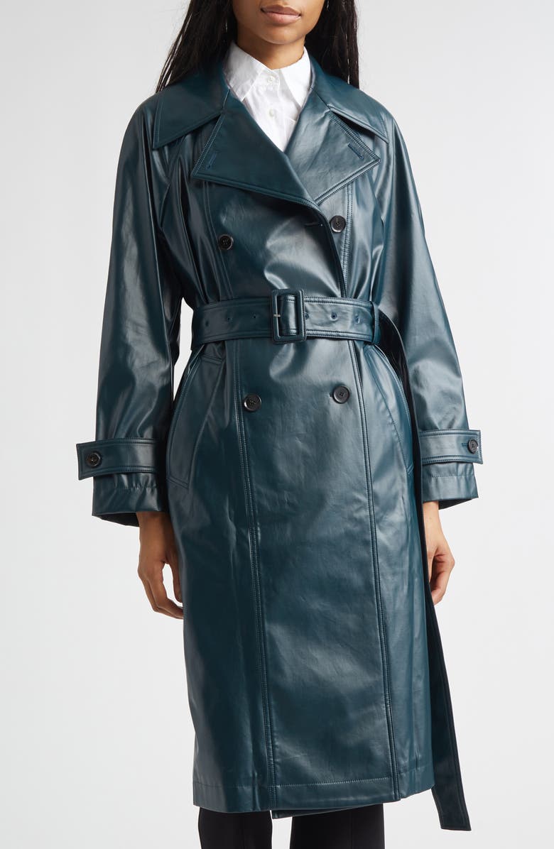 Proenza Schouler Benedetta Coated Cotton Trench Coat, Main, color, Bottle Green
