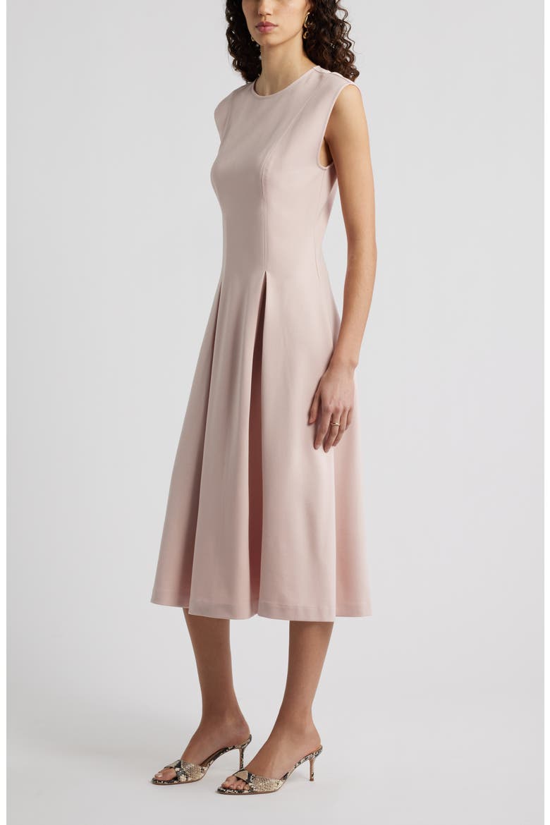 Pleated Cap Sleeve Ponte Dress, Alternate, color, PINK SMOKE