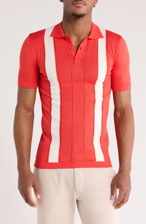 Textured Knit Stripe Polo