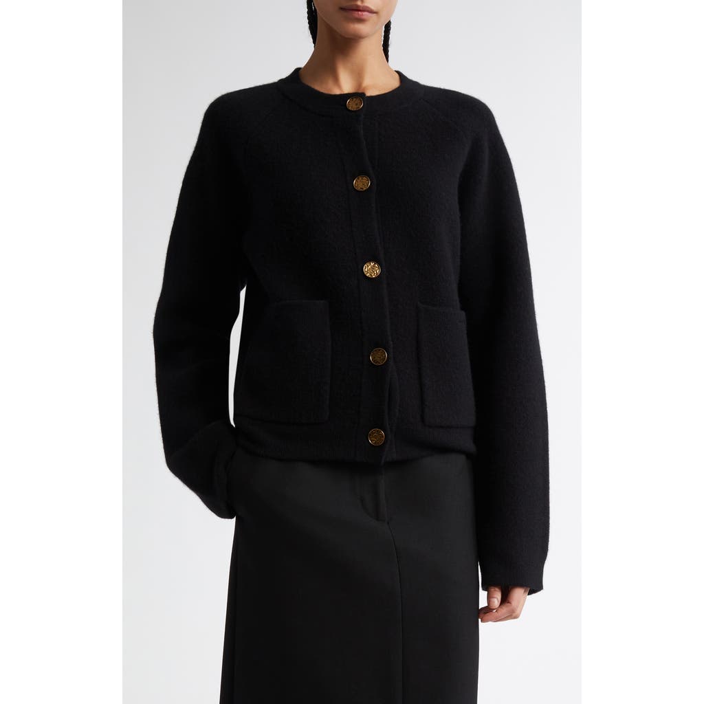 Totême Hammered-button Wool-cashmere Cardigan In Black