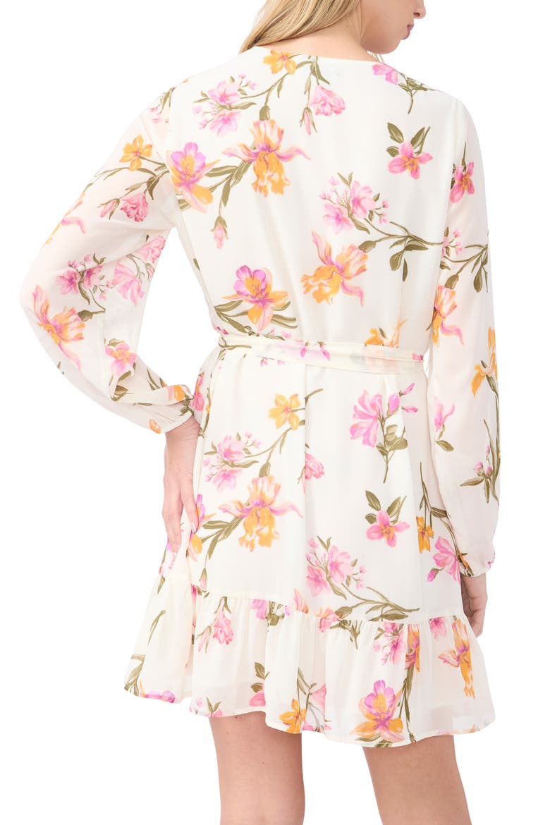 Floral Print Long Sleeve Minidress, Alternate, color, NEW IVORY