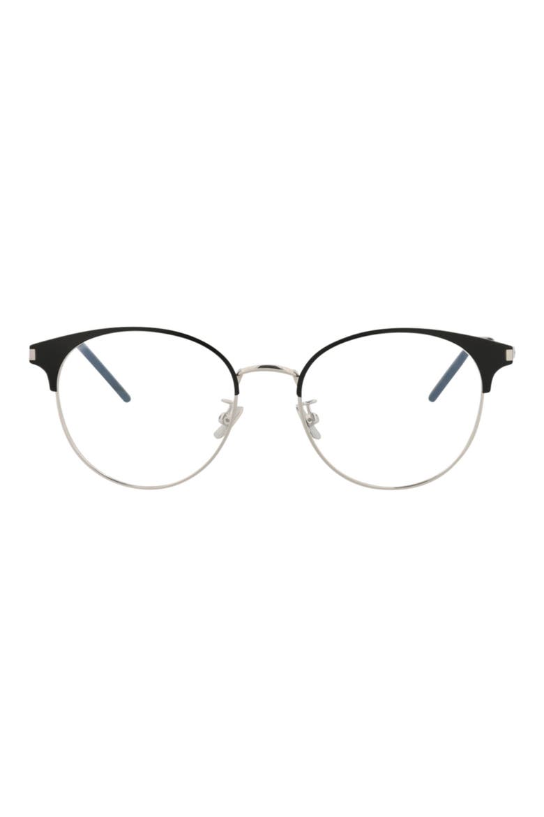 52mm Cat Eye Optical Glasses, Main, color, BLACK SILVER TRANSPARENT