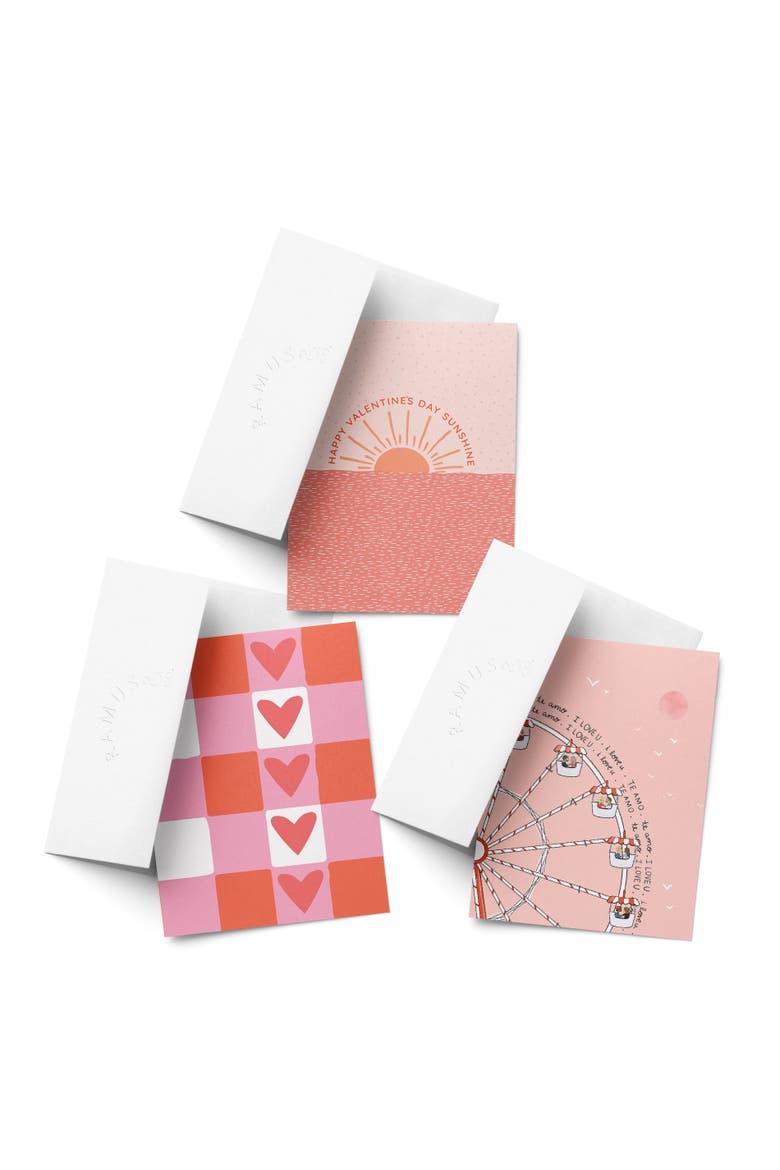 Love/Valentine's Assorted Greeting Card Pack (3ct) "Sunshine Valentine, Heart Plaid , Love Ferris Wheel", Alternate, color, Multi-Pack