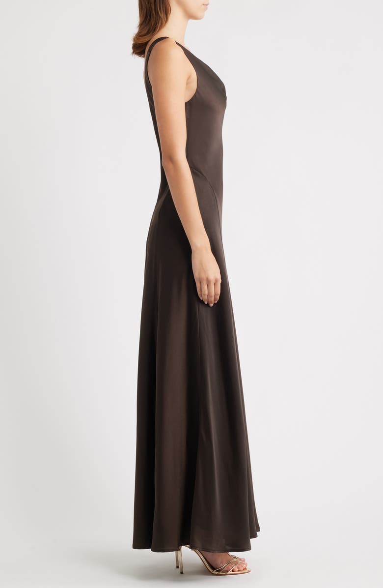 WAYF Tala Cowl Neck Satin Gown, Alternate, color, Dark Espresso