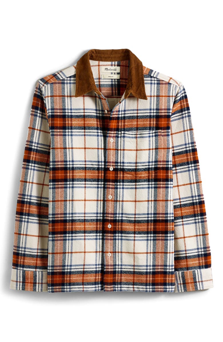 Madewell Corduroy Collar Flannel Button-Up Shirt, Main, color, 