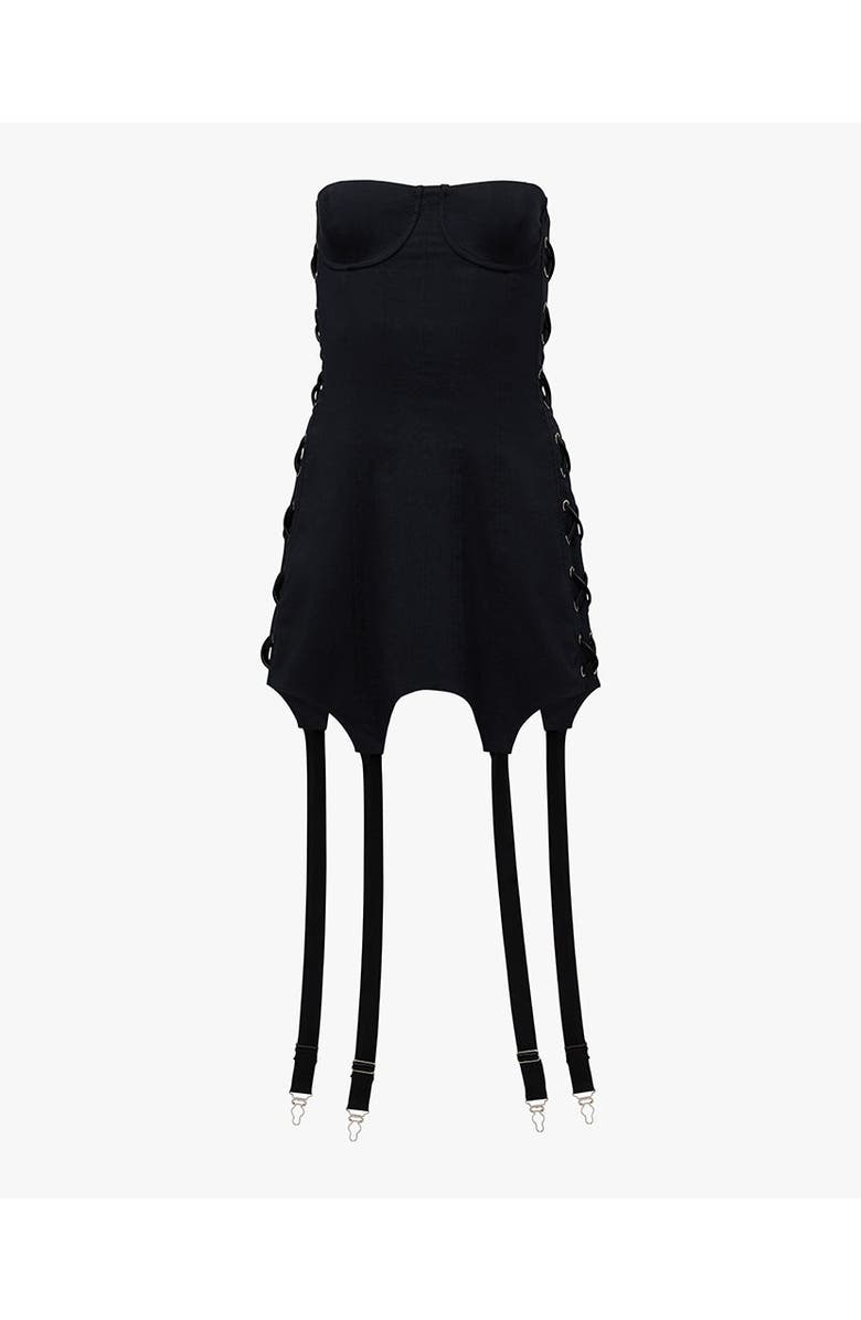 WeWoreWhat Corset Garter Mini Dress, Alternate, color, Black
