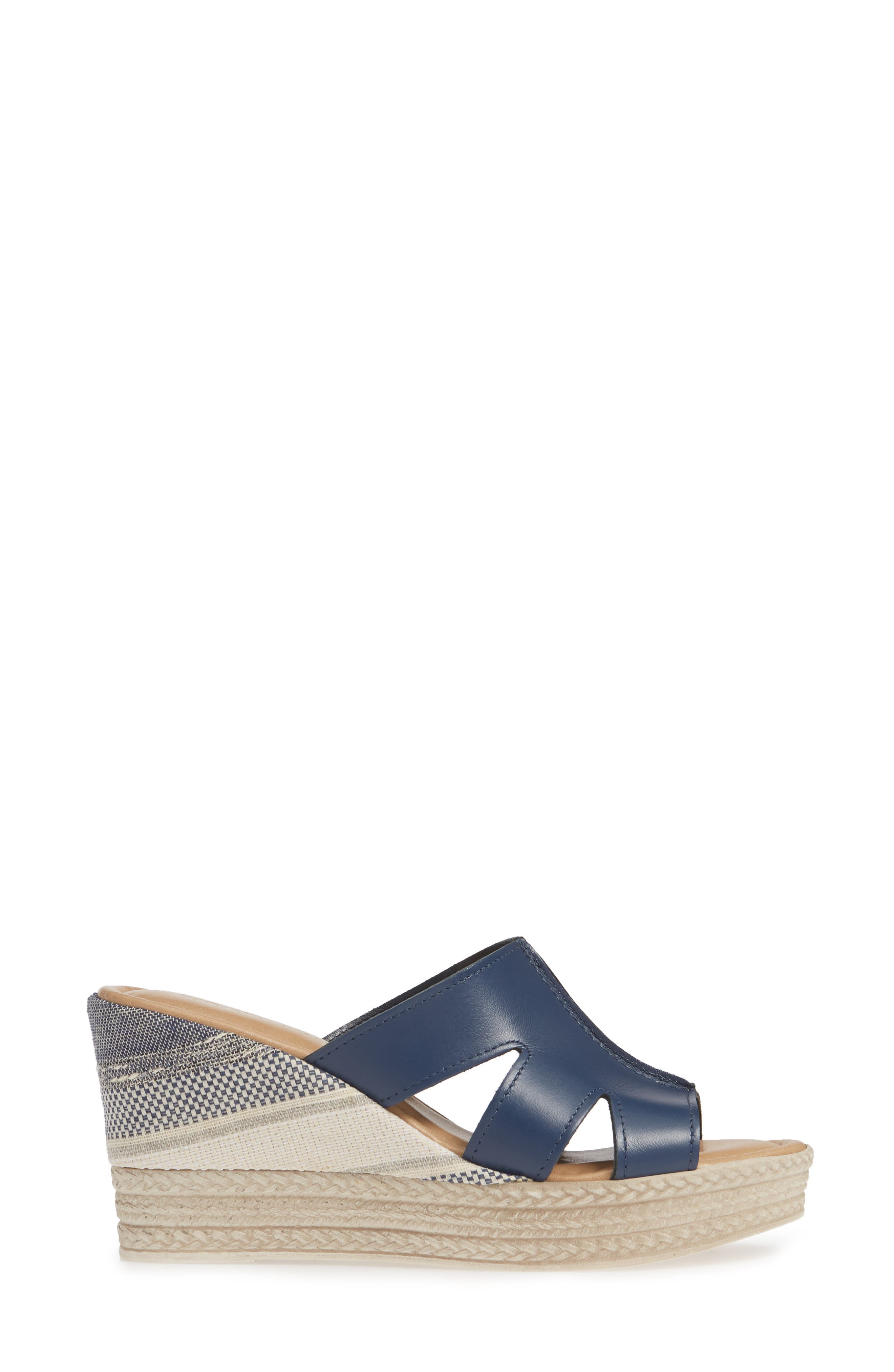 Rox Wedge Slide Sandal, Alternate, color, NAVY ITALIAN LEATHER