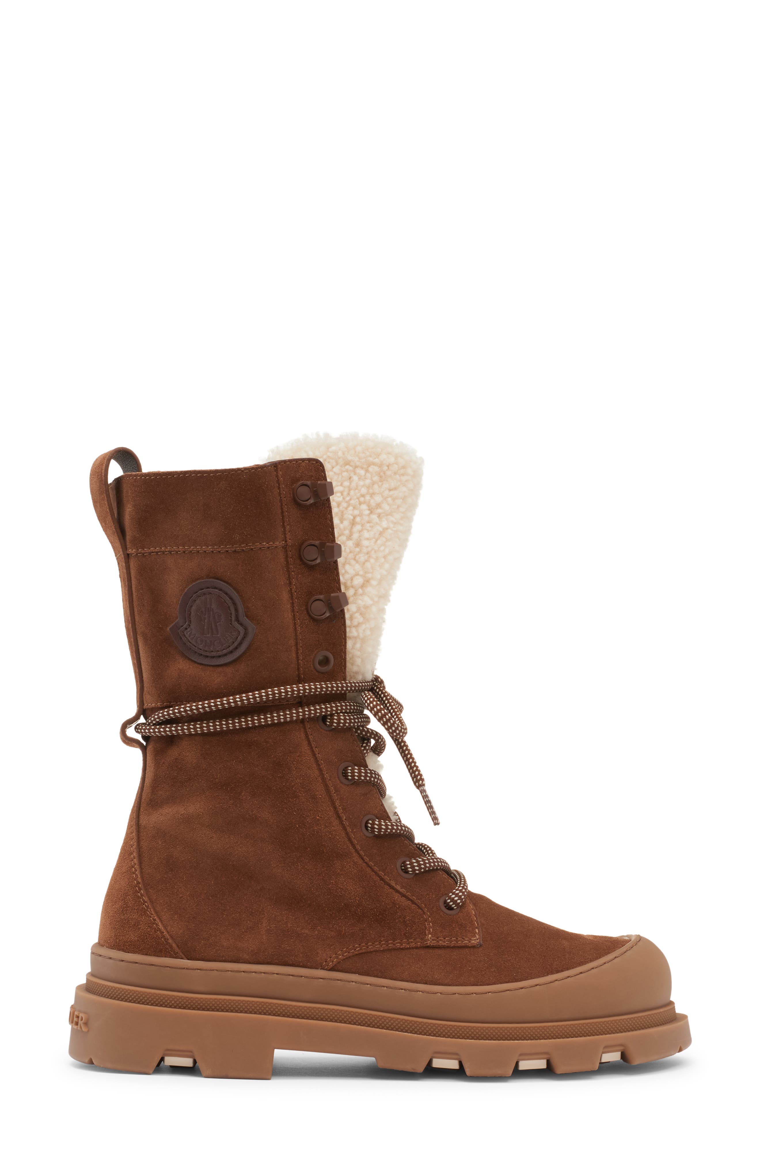 Moncler Vera Genuine Shearling Trim Boot, Alternate, color, Pinecone