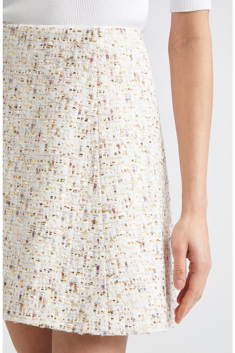 Sequin Bouclé A-Line Skirt, Alternate, color, IVORY/ MULTI