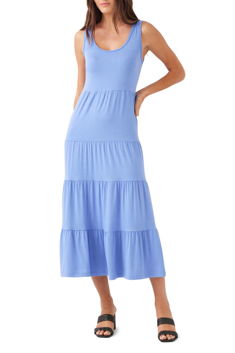 Tiered Midi Dress, Main, color, LIGHT BLUE